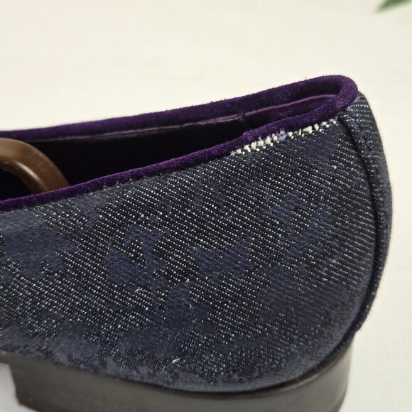 Robert Graham PRINCE Denim Slip On Loafers Purple Edging Size 11.5 Narrow Fit - Picture 7 of 14